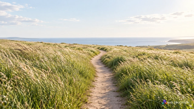 Un sentier dans les herbes, ouvert vers l’horizon : le déplacement peut nourrir l’imagination poétique.
